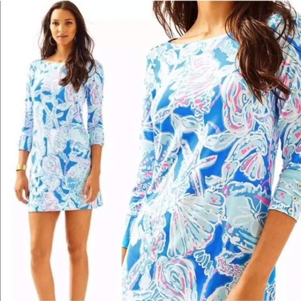 Lilly Pulitzer Sophie Into the Deep UPF 50 + Starfish Shells Dress Size XS EUC